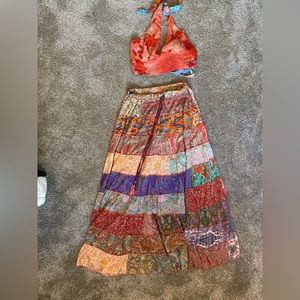 Patchwork skirt and halter top